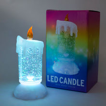 画像をギャラリービューアに読み込む, LED グリッターキャンドル 19cm USB 単4電池 2WAY給電 レインボーカラー VIDA(ヴィーダ)