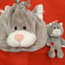 画像をギャラリービューアに読み込む, NICI(ニキ) フィギュアフェイスポーチ/グレーキャット