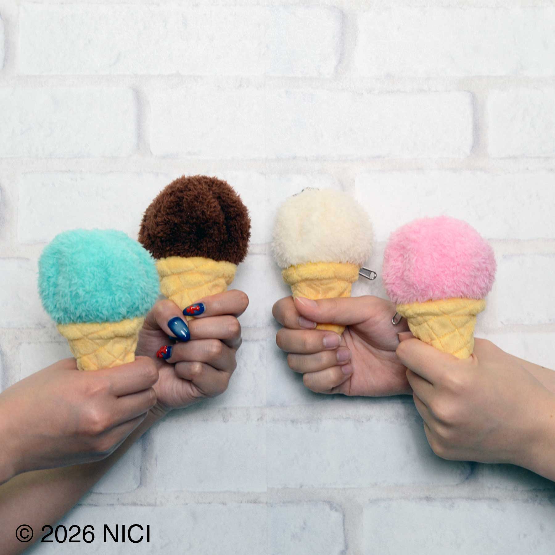 NICI(ニキ) | キーホルダー アイスクリーム ミント +ゴリラ 6cm