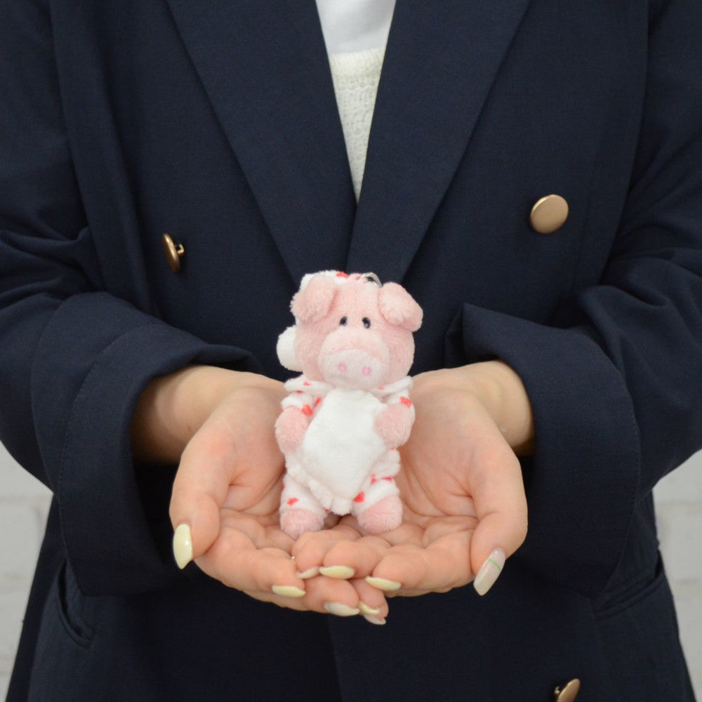 NICI (ニキ）| キーホルダー ピンクピッグ ハートパジャマ 10cm