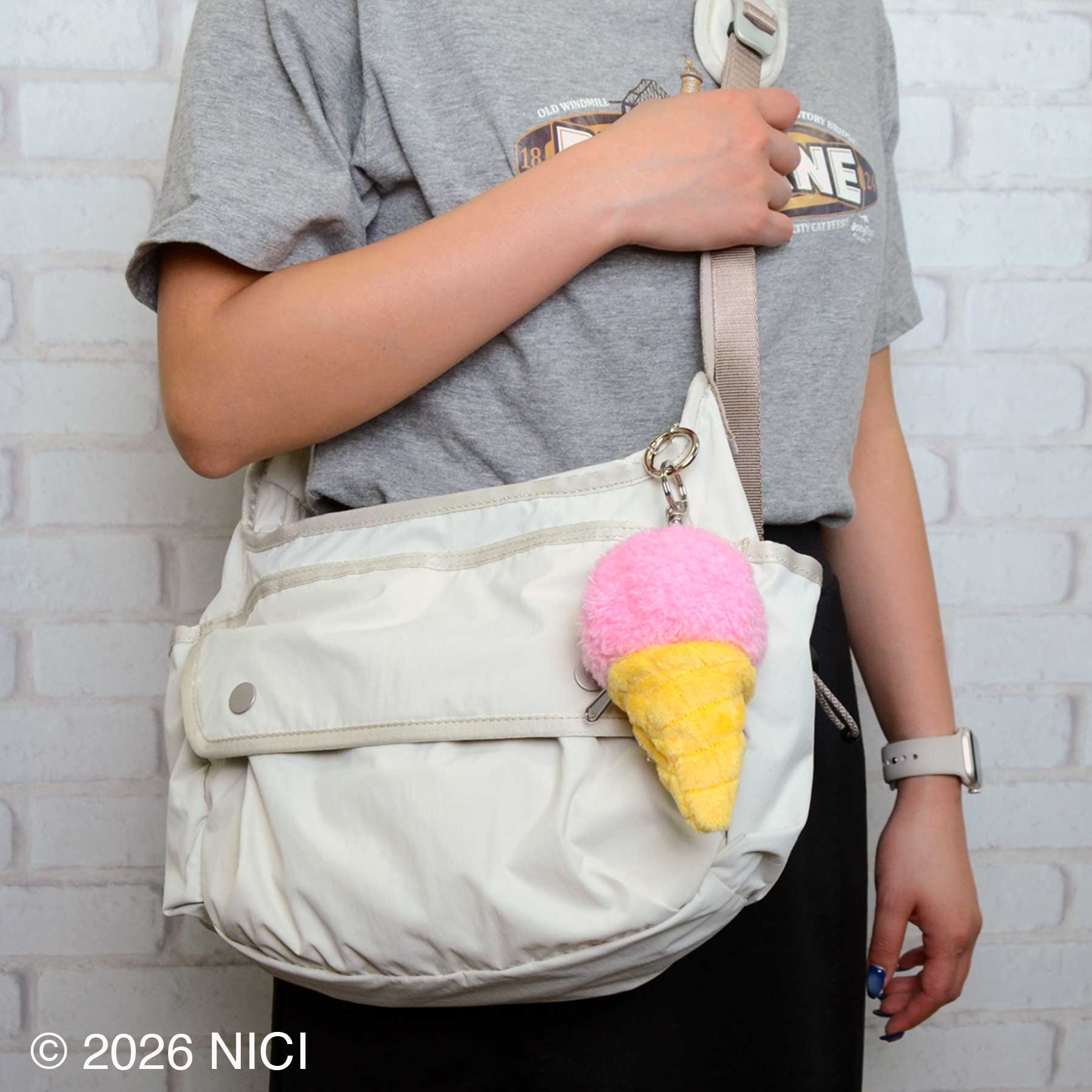 NICI(ニキ) | キーホルダー アイスクリーム ストロベリー +ラブベア
