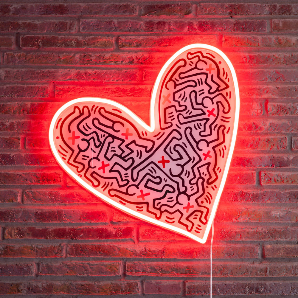 【予約商品】Yellowpop（イエローポップ） | Keith Haring Dance Love Heart キース・へリング　ダンスラブハート LEDネオンサイン